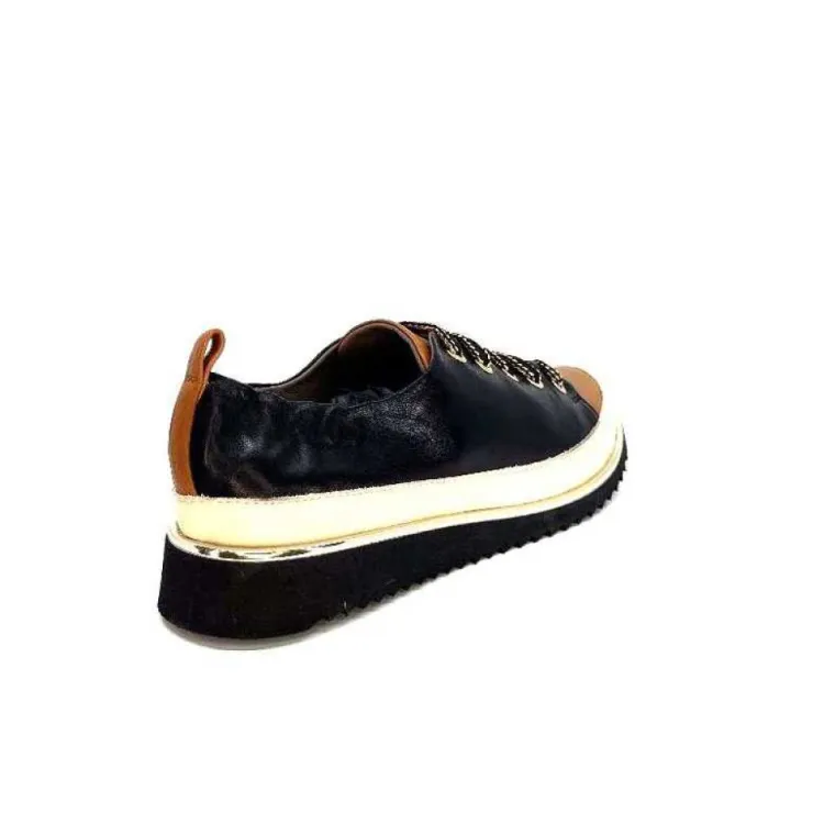 XSA 8010 F478 Nappa Cuir Noir & Camel*Femme Baskets